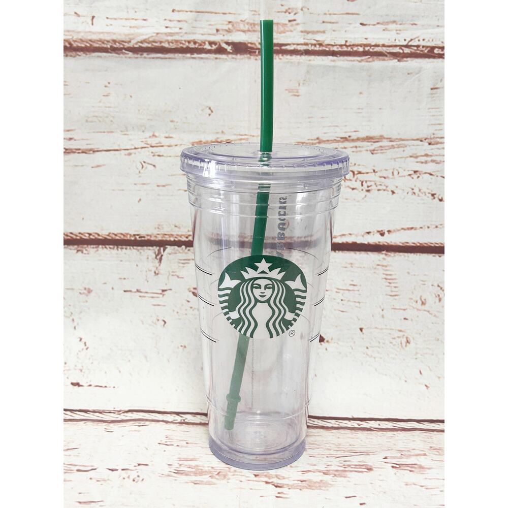STARBUCKS Reusable Clear Acrylic Cold Cup Tumbler 20oz Venti Iced Coffee Mug